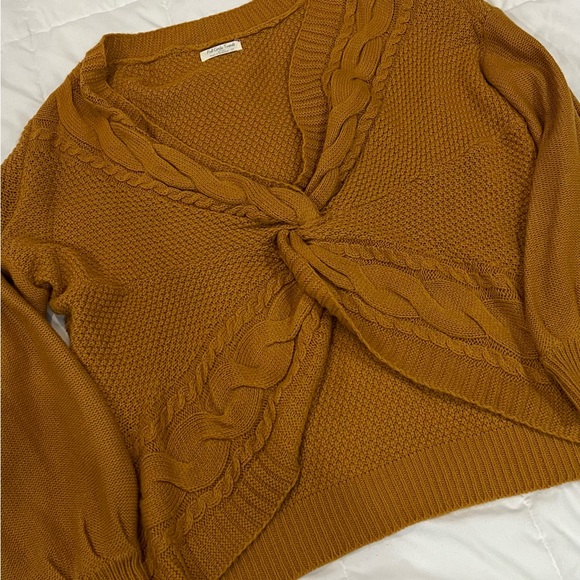 2X Full Circle Trends Sweater Mustard Yellow Brown Long Sleeve Top Plus Size - Picture 10 of 10